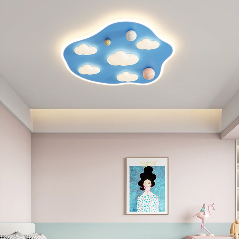 Modern Minimalist Cartoon Bear Iron Acrylic Resin LED Flush Mount Ceiling Light For Bedroom