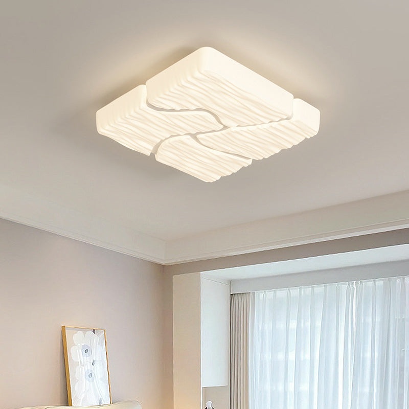 Modern Minimalist Round Square Rectangle PE Iron LED Flush Mount Ceiling Light For Bedroom