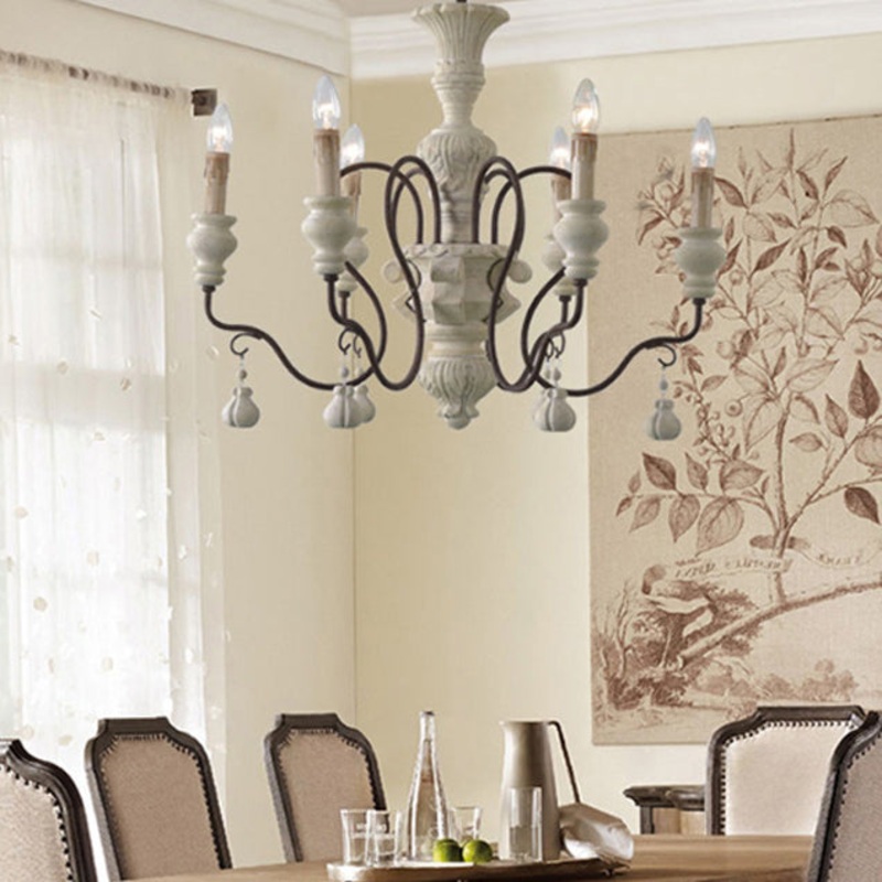 Traditional Rustic Textured Cylinder Iron Wood 6/8 Light Chandelier For Living Room