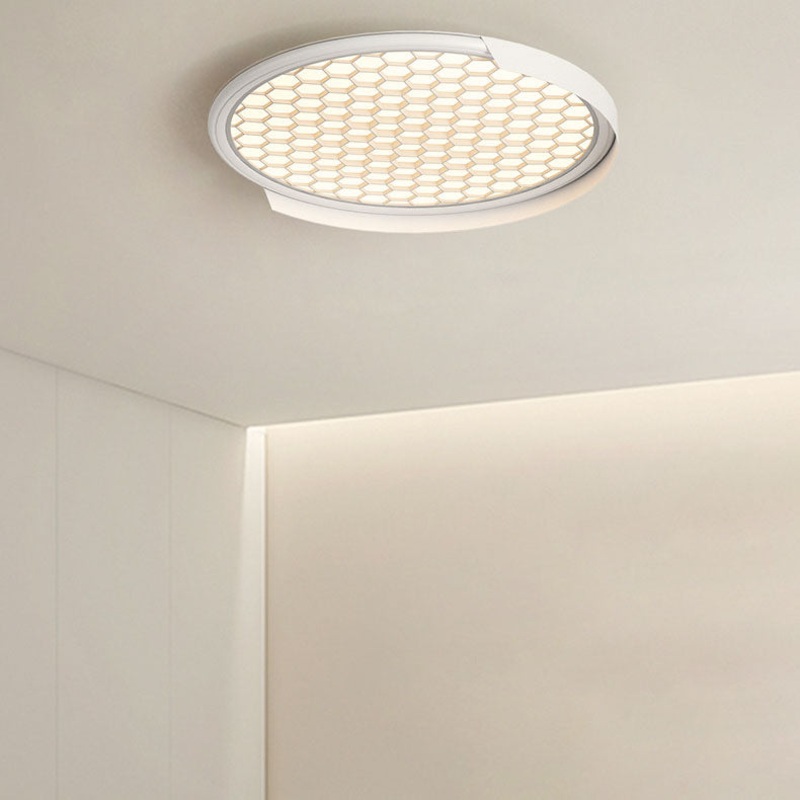 Modern Minimalist Aluminum Round Glass LED Flush Mount Ceiling Light For Bedroom