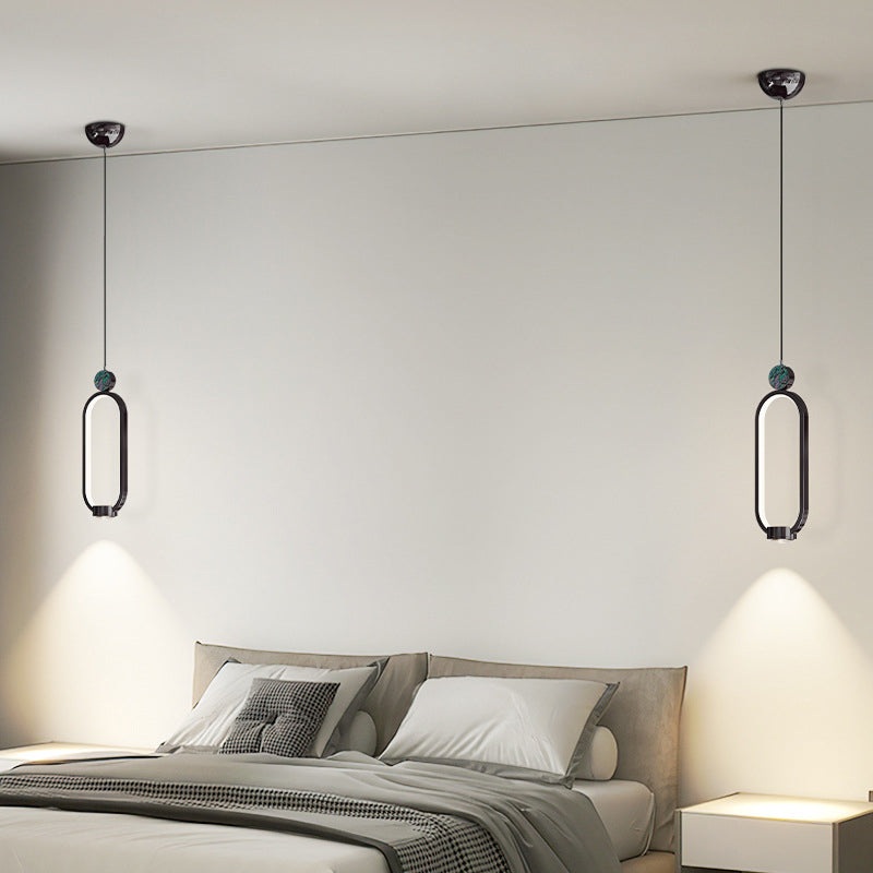 Modern Minimalist Geometric Elliptical Ring Crystal Aluminum LED Pendant Light For Living Room