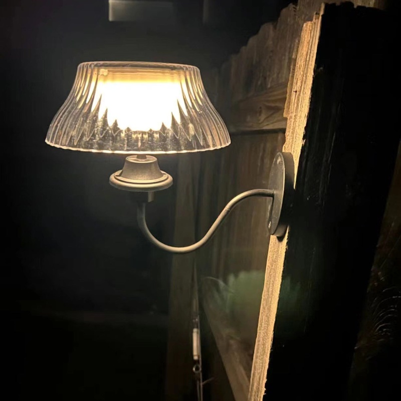 Contemporary Retro Solar Iron Alloy ABS LED Waterproof Wall Sconce Lamp For Outdoor