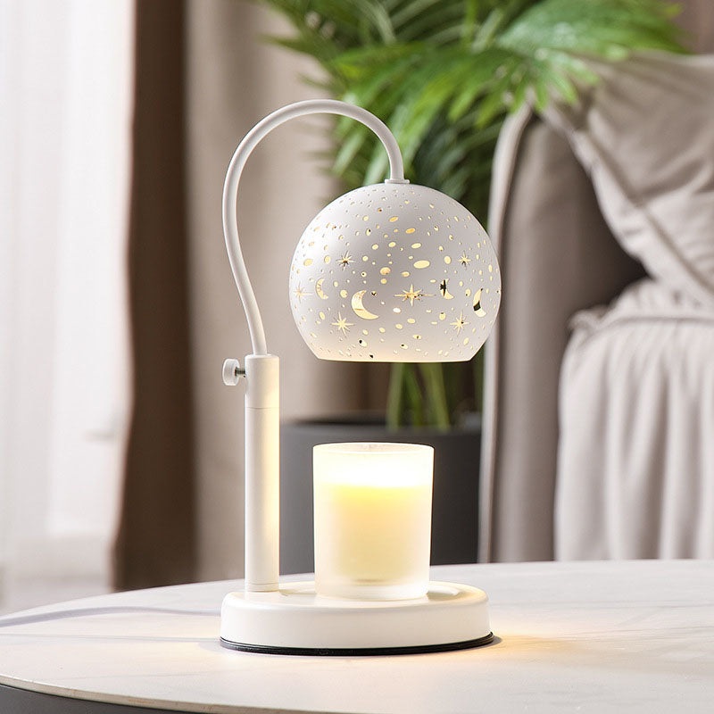 Contemporary Scandinavian Star Orb Disc Base Iron Plastic 1-Light Aromatherapy Melting Wax Table Lamp For Bedroom