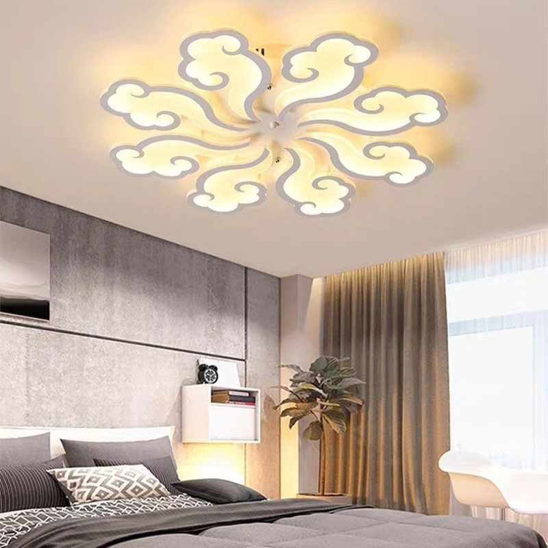 Modern Minimalist Xiang Yun Iron Acrylic LED Semi-Flush Mount Ceiling Light For Living Room