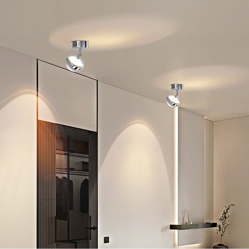 Modern Simplicity Cylinder Aluminum Iron LED Spotlight Semi-Flush Mount Ceiling Light For Living Room