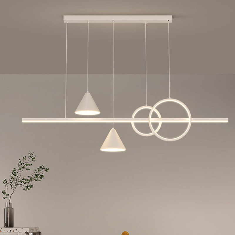 Modern Minimalist Strip Cone Circle Iron Acrylic LED Chandeliers Island Light For Dining Room