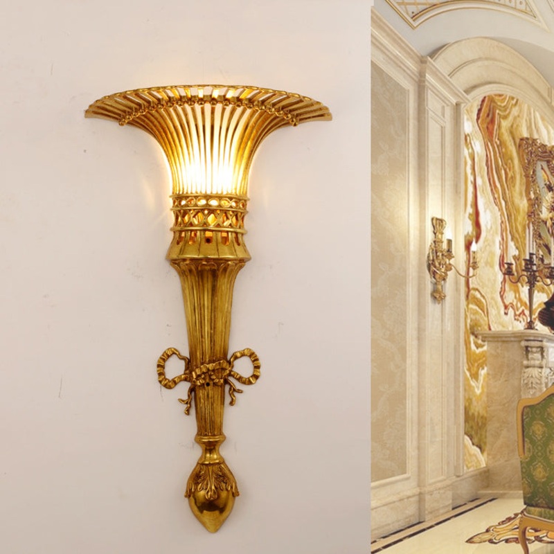 Traditional European Umbrella Shape Half Round Iron 1-Light Wall Sconce Lamp For Living Room