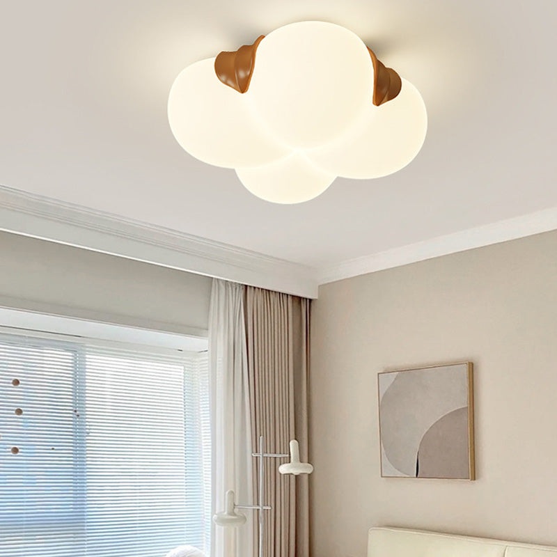 Modern Art Deco Bubble Flower PE Iron LED Flush Mount Ceiling Light For Bedroom
