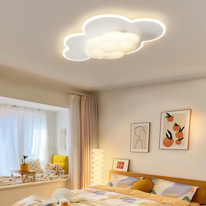 Modern Art Deco Cream Clouds Plastic Iron LED Flush Mount Ceiling Light For Living Room