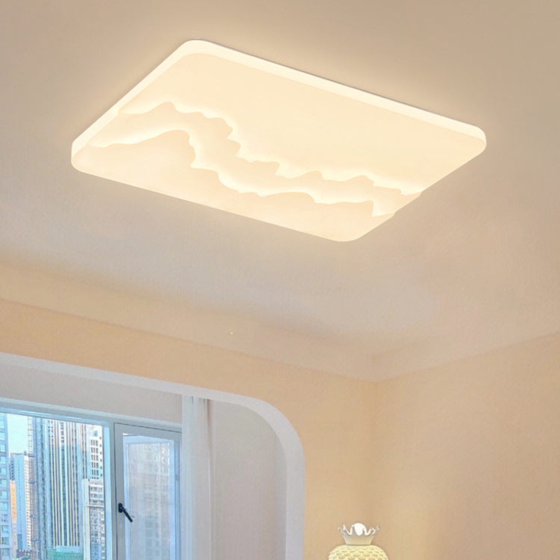 Modern Minimalist Wave Round Square Rectangle Acrylic LED Flush Mount Ceiling Light For Bedroom