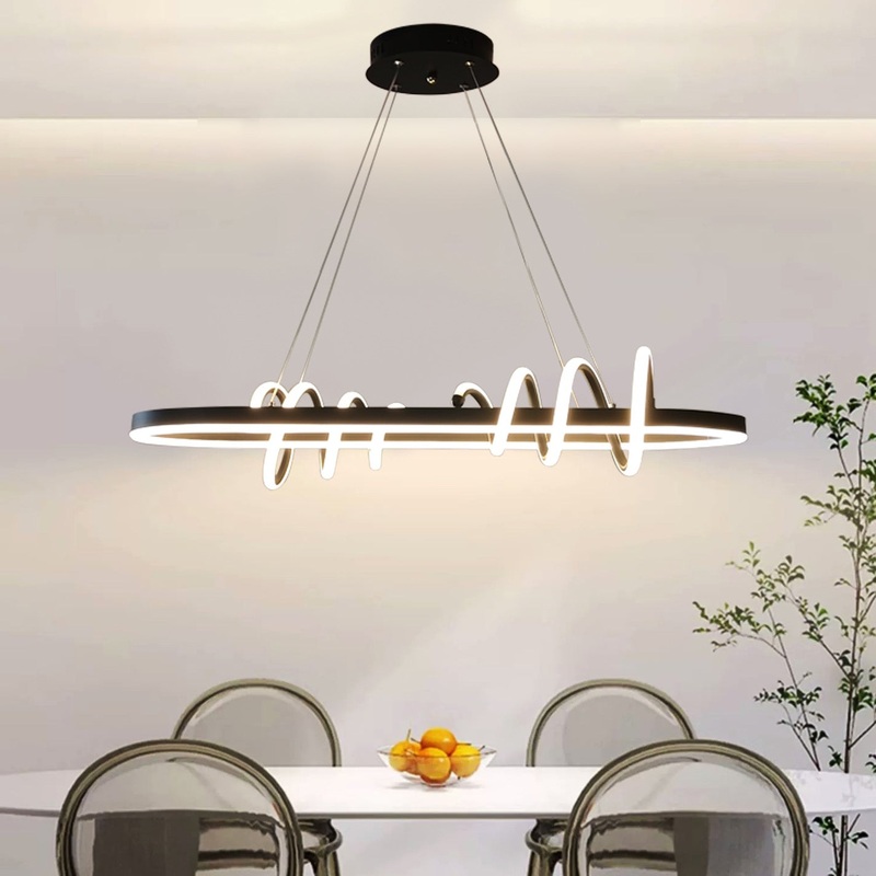 Modern Minimalist Oval Spiral Iron Aluminium Silicone LED Island Light Chandelier For Dining Room