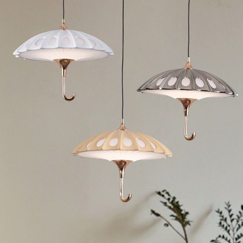 Contemporary Creative Umbrella Aluminum Acrylic LED Pendant Light For Living Room