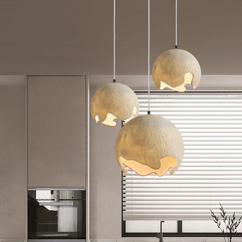 Contemporary Industrial Odd Ball Round Resin 1-Light Pendant Light For Bedroom