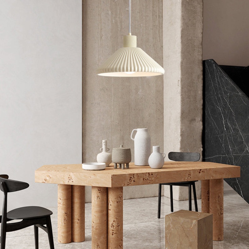 Contemporary Scandinavian Conical Iron Resin 1-Light Pendant Light For Bedroom