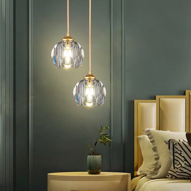Modern Luxury Orb Crystal Iron 1-Light Pendant Light For Living Room