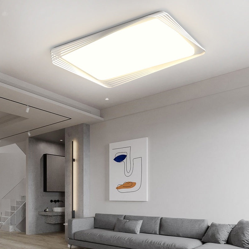 Contemporary Nordic Iron Acrylic Rectangular Square Round Stripe LED Flush Mount Ceiling Light For Living Room