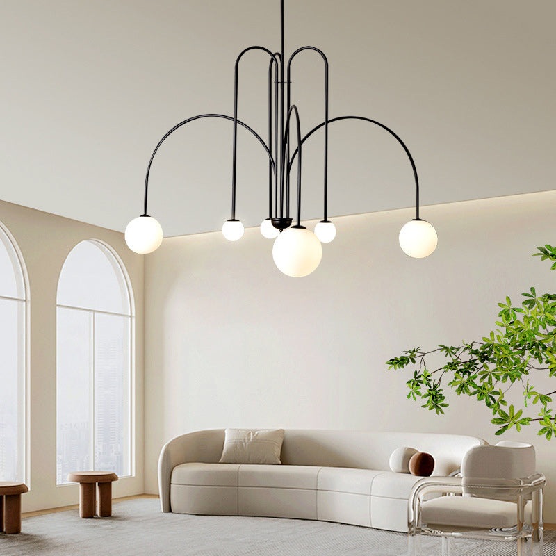 Contemporary Nordic Iron Glass 6- Light Chandelier For Living Room