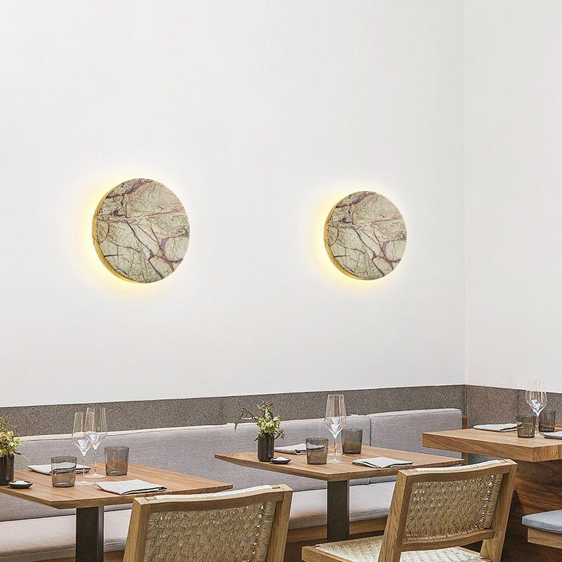 Contemporary Nordic Round Marble LED Wall Sconce Lamp For Living Room