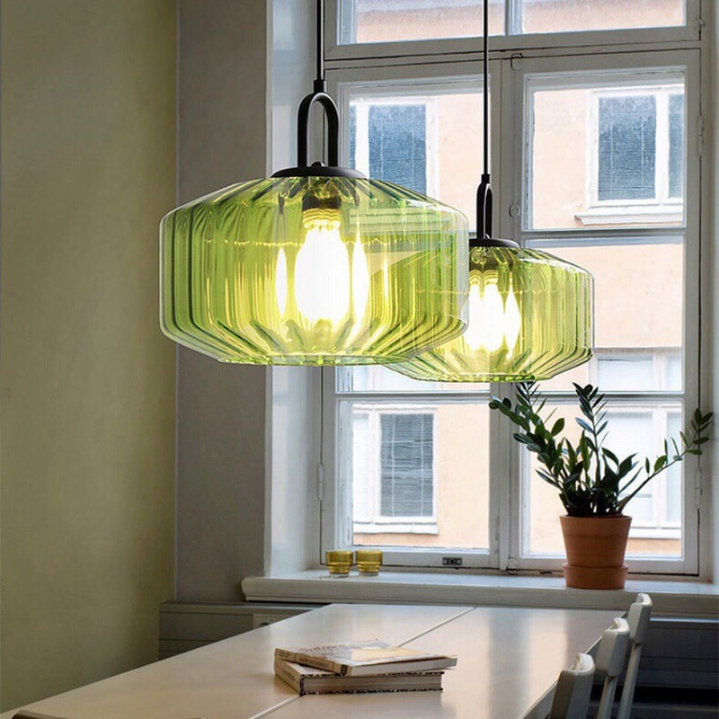 Modern Minimalist Memphis Round Glass Iron 1-Light Pendant Light For Living Room
