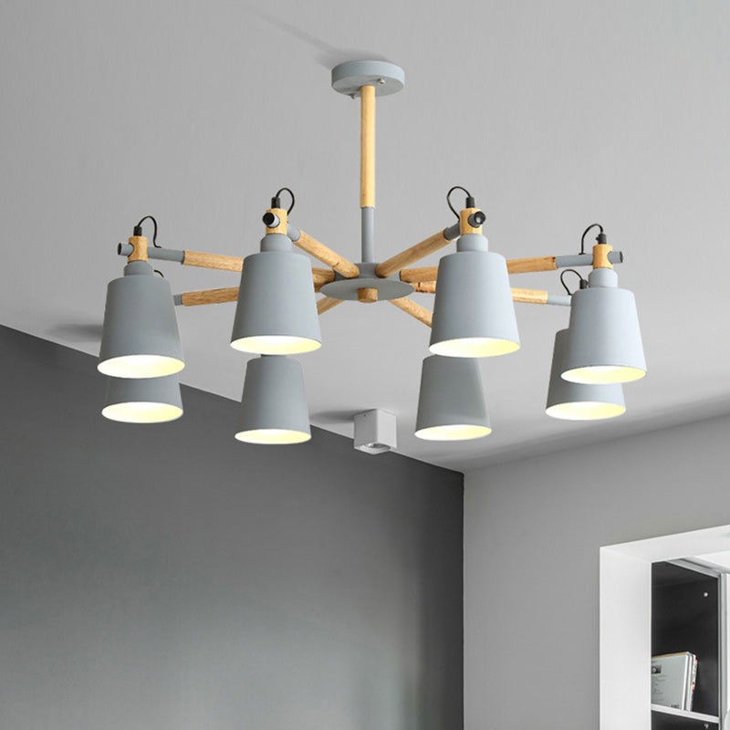 Modern Nordic Wood Iron Macarons 3/6/8 - Light Chandelier For Dining Room