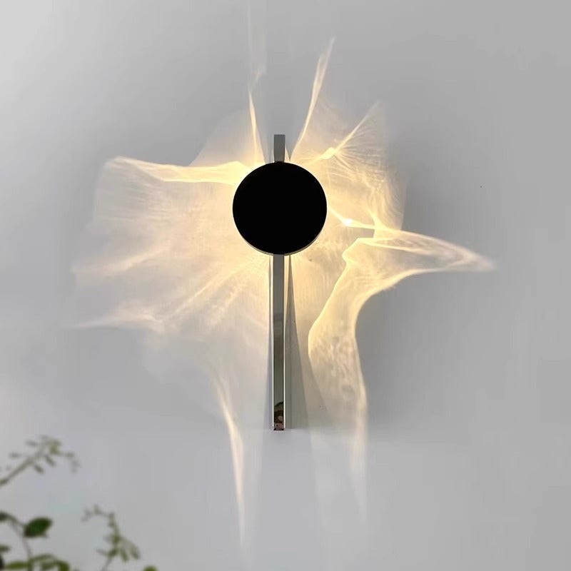 Contemporary Creative Rectangular Round Ripple Light Aluminum Stainless Steel Wall Sconce Lamp For Living Room