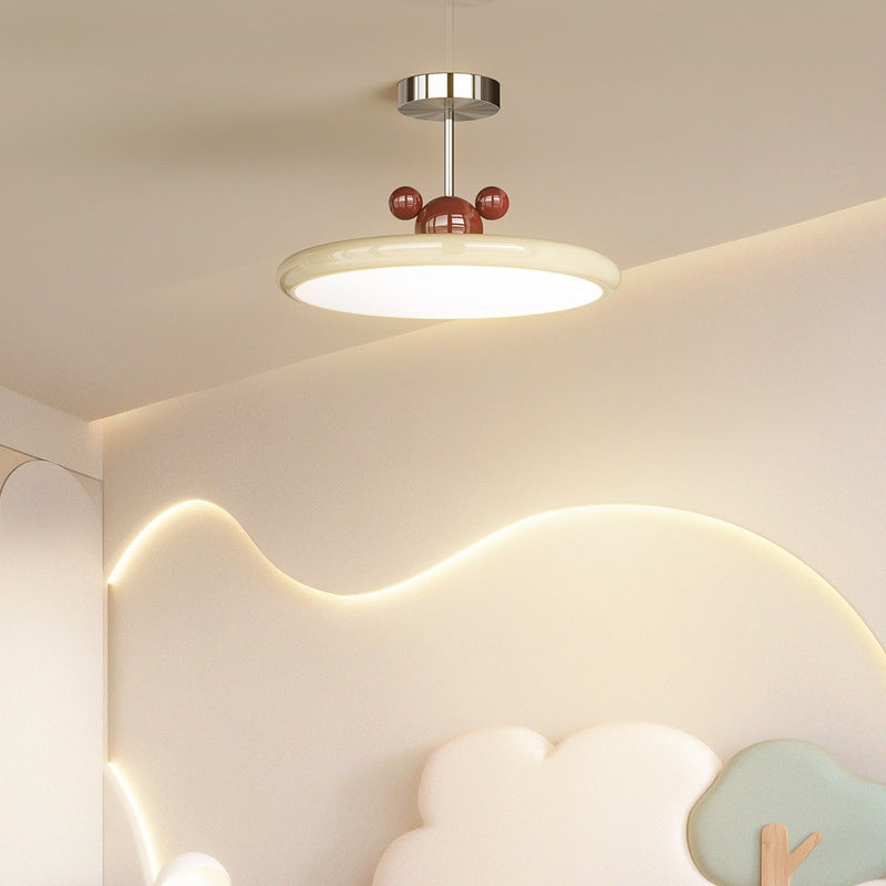 Contemporary Creative Round Disc Iron PE LED Pendant Light For Living Room