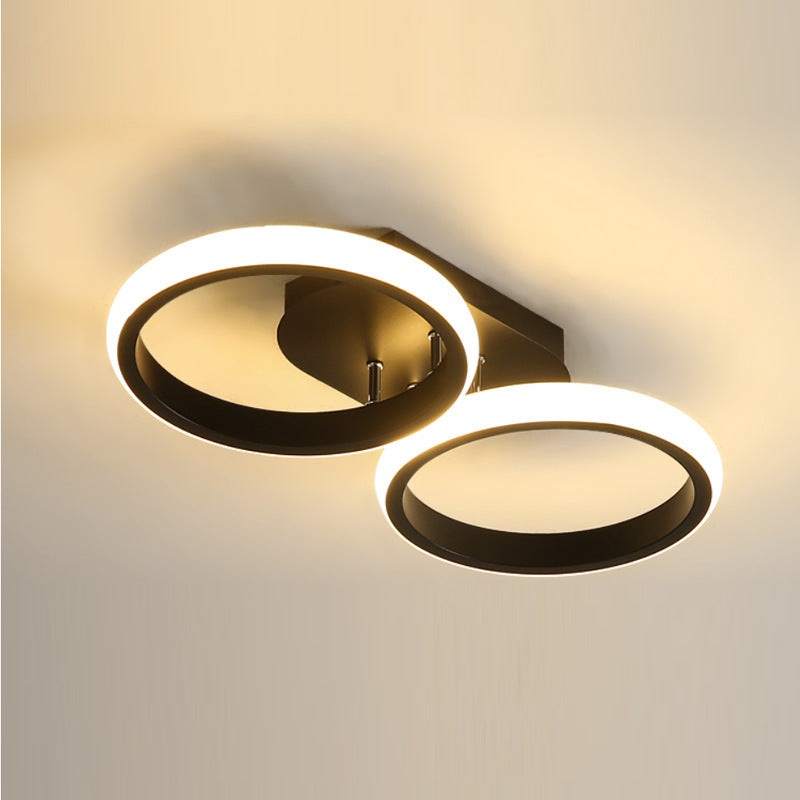 Contemporary Nordic Round Iron Plastic LED Semi-Flush Mount Ceiling Light For Living Room