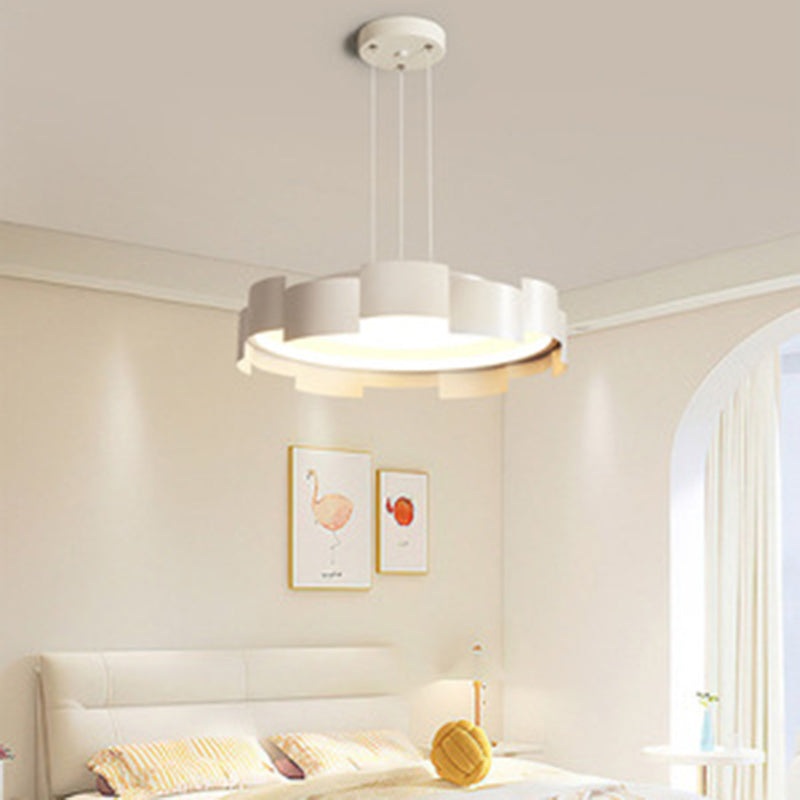 Modern Minimalist Round Flower Iron Acrylic LED Pendant Light For Living Room