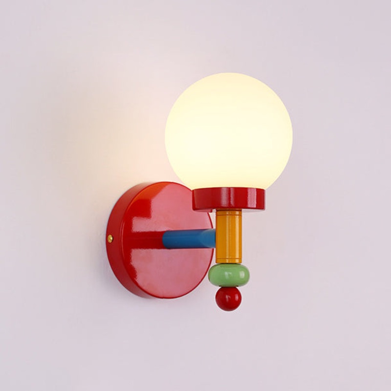 Traditional Vintage Memphis Magic Bean Round Glass Iron 1-Light Wall Sconce Lamp For Bedroom