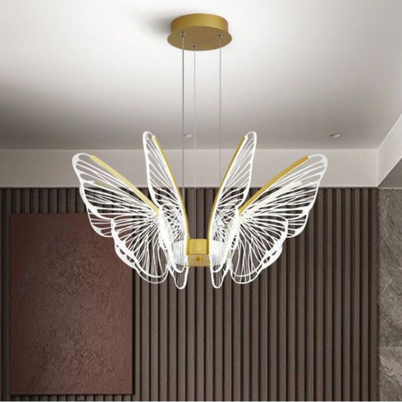 Contemporary Creative Butterfly Iron Aluminum Acrylic LED Pendant Light For Living Room