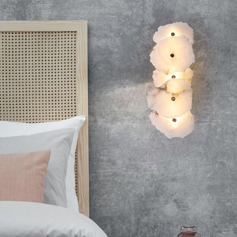 Contemporary Creative Irregular Circle Iron Copper Marble LED Wall Sconce Lamp For Bedroom