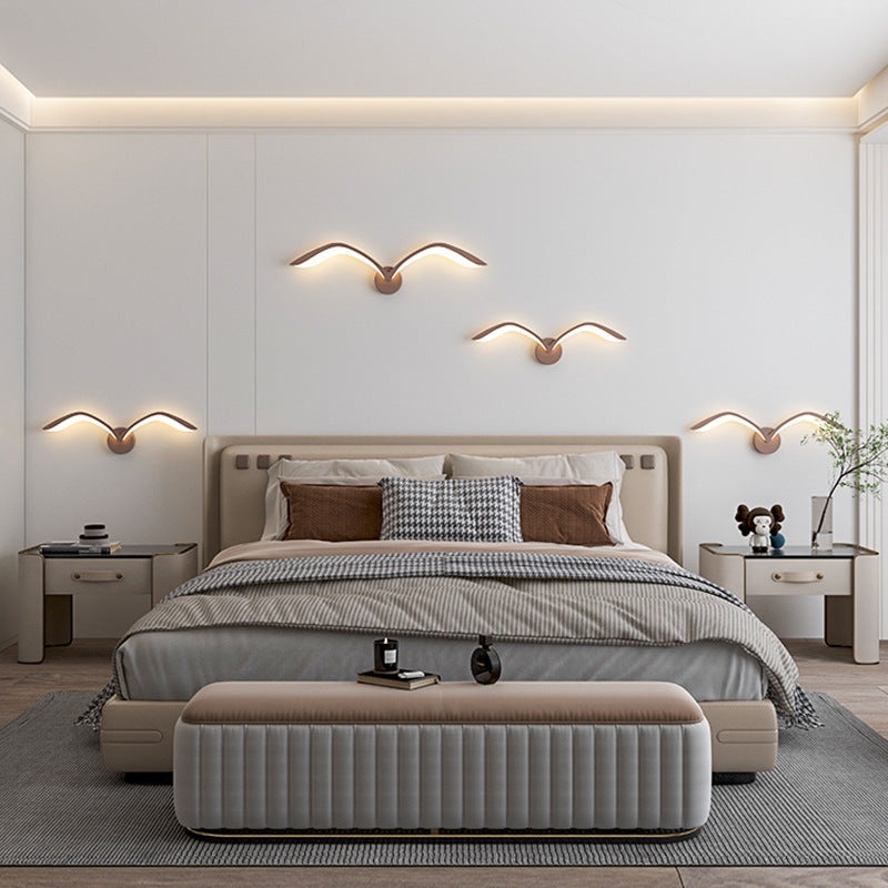 Contemporary Creative Seagull Shape Curved Acrylic Iron LED Wall Sconce Lamp For Living Room
