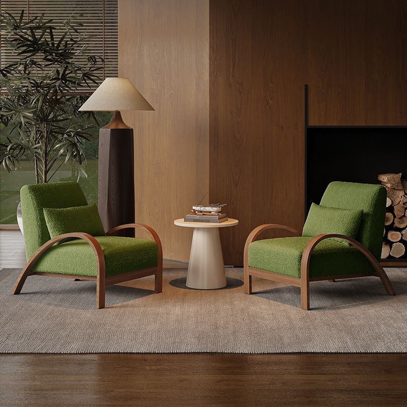 Contemporary Nordic Square Curved Metal Lambswool Accent Chair Backrest Armrest For Living Room