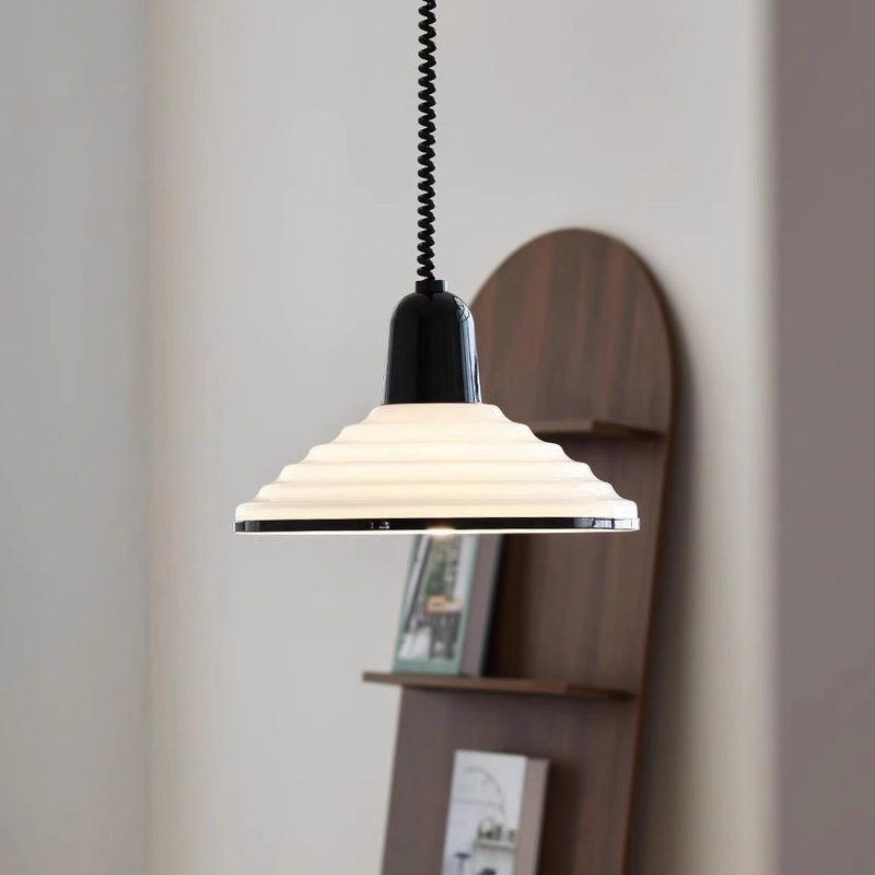 Contemporary Scandinavian Conical Bowl Shape Glass Lampshade Iron 1 - Light Pendant Light For Dining Room