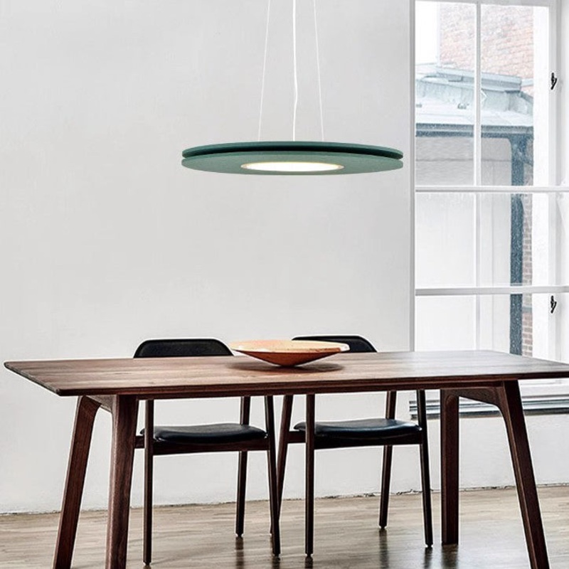 Contemporary Scandinavian Round Iron Felt LED Chandelier For Dining Room