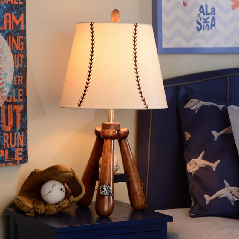 Contemporary Scandinavian Umbrella Shape Baseball Fabric Lampshade Resin Base 1 - Light Table Lamp For Living Room