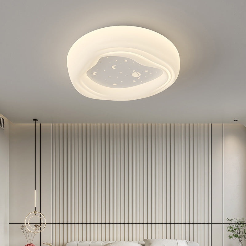 Modern Minimalist Cream Rectangle Round Square Star PE Iron LED Flush Mount Ceiling Light For Living Room