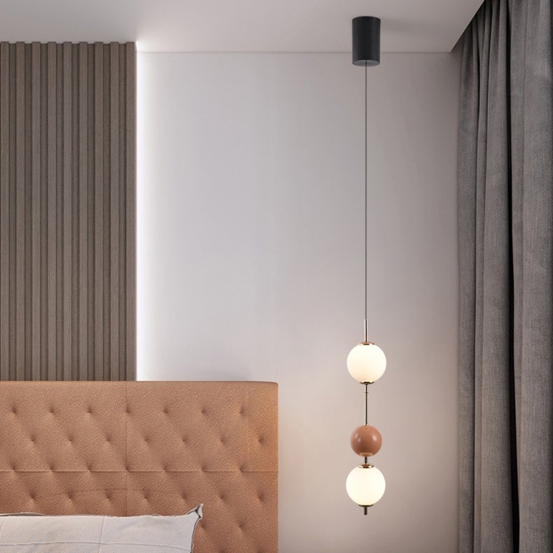 Modern Minimalist Iron Adjustable Wire Colorful Round Ball LED Pendant Light For Bedroom