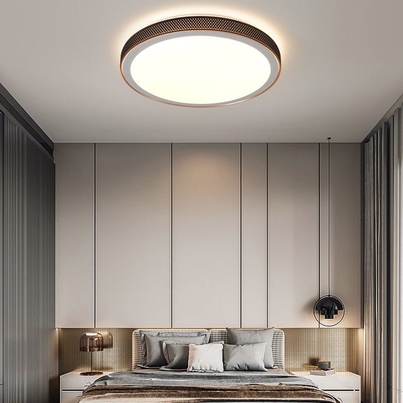 Modern Minimalist Round Grain Acrylic Hardware LED Flush Mount Ceiling Light For Living Room