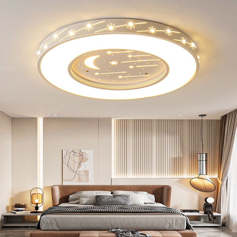 Modern Minimalist Shooting Star Begonia Flower Round Flower Acrylic Iron LED Flush Mount Ceiling Light For Living Room