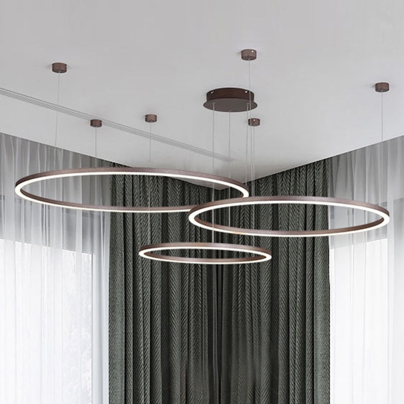Modern Simplicity Aluminum Acrylic 3 - Circle LED Chandelier For Living Room