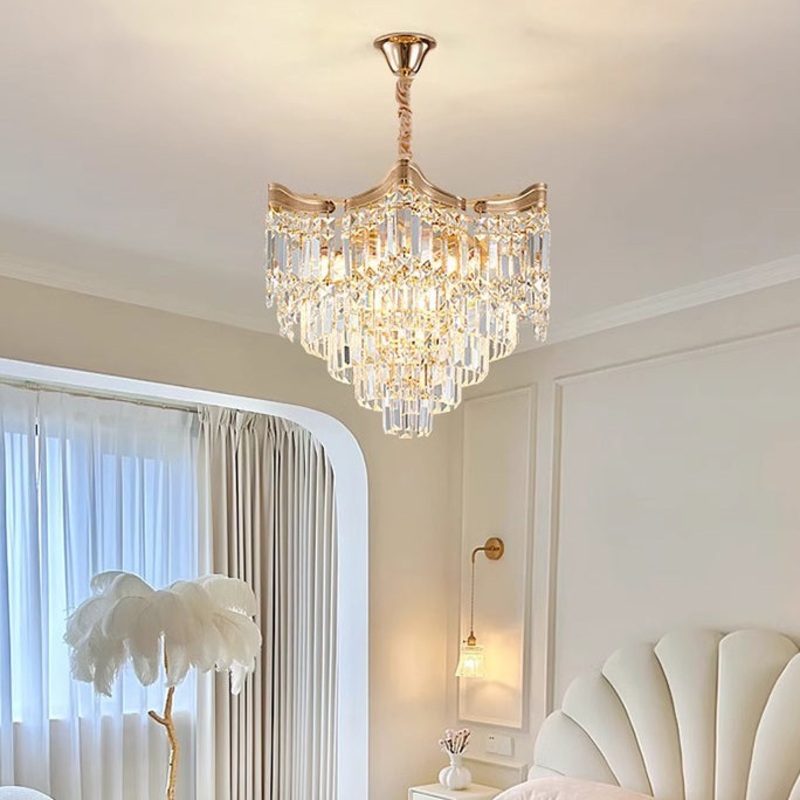 Traditional French Round Iron Crystal 9/12/19/24 Light Chandelier For Living Room