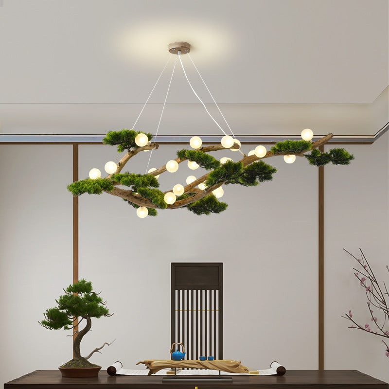 Traditional Japanese Welcoming Pine Branches 12/28 - Light Chandelier Island Light For Dining Room
