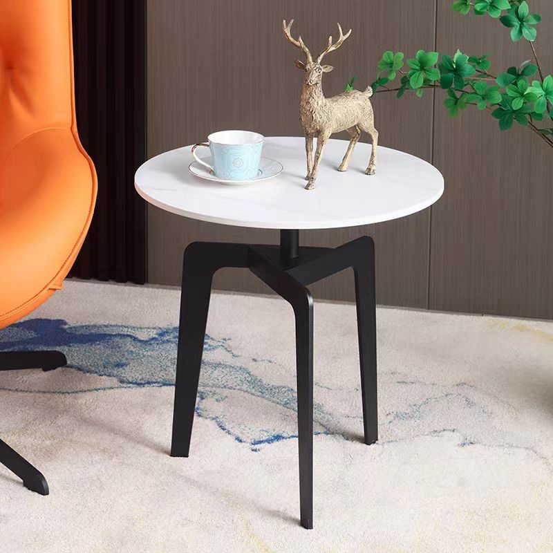 Contemporary Luxury Sintered Stone Round Top Metal Coffee Table For Living Room