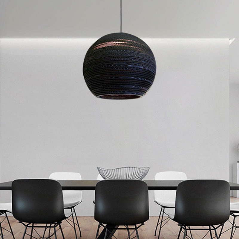 Contemporary Scandinavian Honeycomb Sphere Stainless Steel Cardboard 1-Light Pendant Light For Bedroom