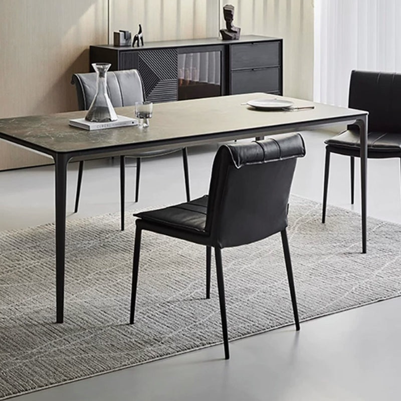 Contemporary Simplicity Square Leather Iron Dining Chair Backrest For Dining Room