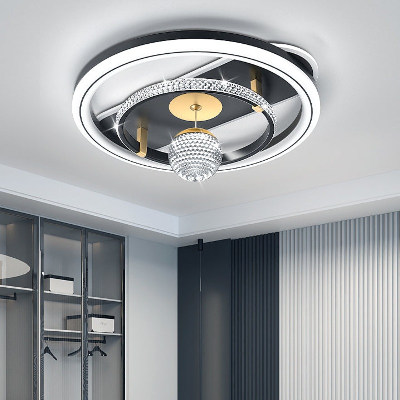 Modern Eclectic Round Iron Acrylic LED Flush Mount Ceiling Light For Living Room