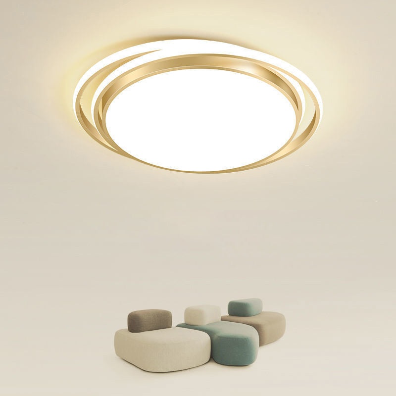 Modern Luxury Round Aluminum Iron Acrylic Shade LED Flush Mount Ceiling Light For Living Room