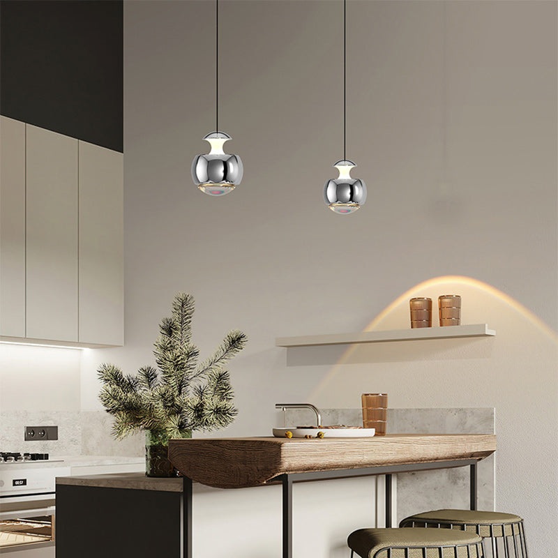 Modern Minimalist Liftable Orb Acrylic Iron LED Pendant Light For Living Room
