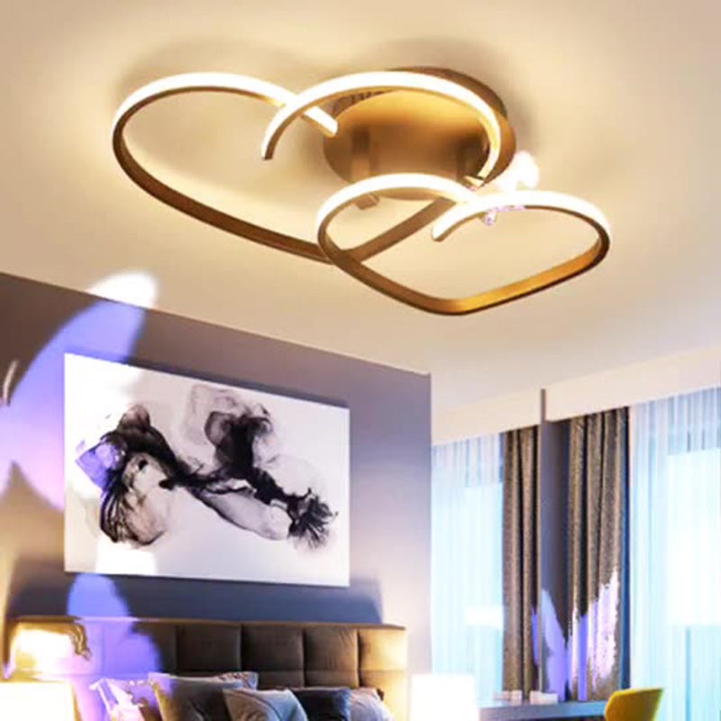 Modern Minimalist Line Love Iron Acrylic LED Semi-Flush Mount Ceiling Light For Living Room